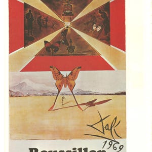 Affiche Vintage de 1969 pour Roussillon par Salvador Dalí – Rare Oeuvre des Chemins de Fer Français tirée de "100 Years of Posters" (1972)