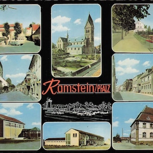 Monde : carte postale vintage Ramstein Pfalz - charmante vue sur une ville - époque des années 1960