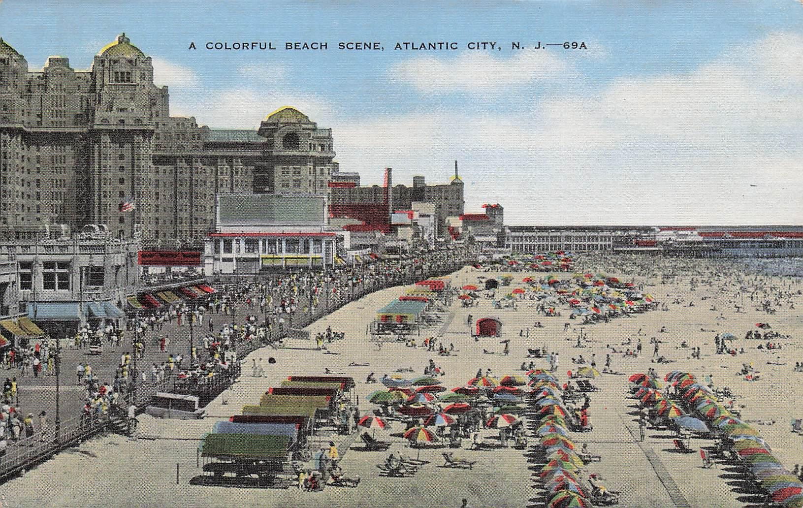 New Jersey: A Colorful Beach Scene, Atlantic City, N.J. Postcard – Early 20th Century