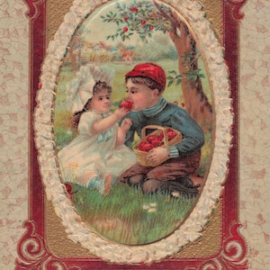 Carte Postale Ancienne 1911 – Design en Relief – Scène Romantique