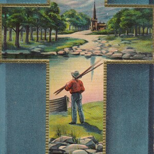 Ostern: 1913 "Osterfreuden" Vintage Postkarte - Sammlerstück Religiöser Ostergruß mit Rustikalen Bildern