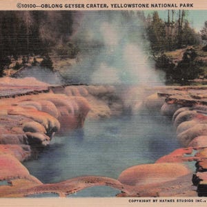 Montana: Vintage Oblong Geyser Crater Postcard – Yellowstone National Park Magic!
