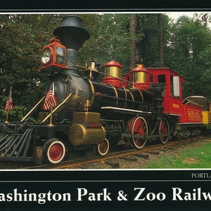 Oregon: Cartão postal antigo do navio a vapor "Reno" da Washington Park and Zoo Railway em Portland, Oregon, por volta de 1980.