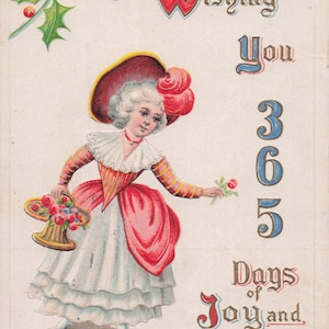 Carte postale ancienne du Nouvel An 1913 – "365 jours de joie et de bonheur"