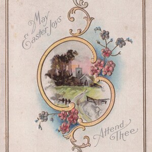 Carte postale vintage de Pâques - Poussins avec coquille d'œuf et accents floraux (1913)