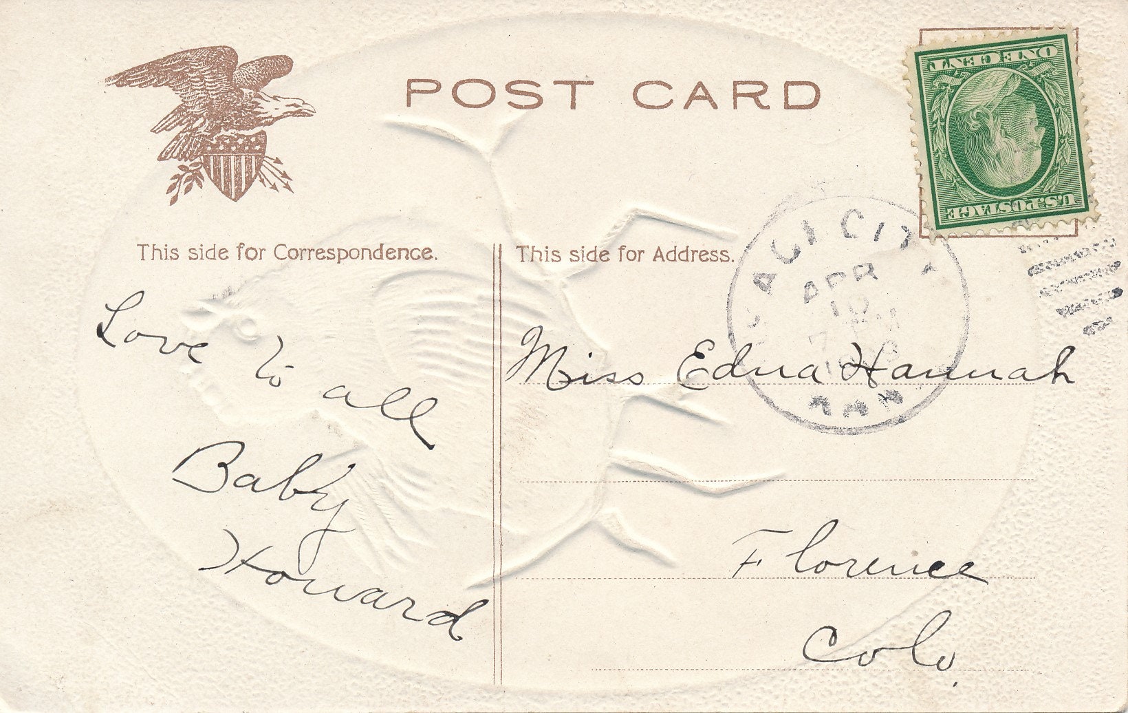 CPA ANCIENNE OEUF PAQUES 1904 OYSTER Antique Postcard