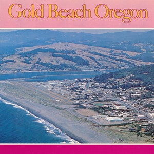 Oregon : carte postale vintage de Gold Beach sur la côte de l'Oregon. Cette carte postale de la côte de l'Oregon date d'environ 1970.