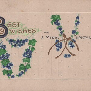 Meilleurs Vœux pour un Joyeux Noël – Carte Postale Fleurie Embossée de 1915