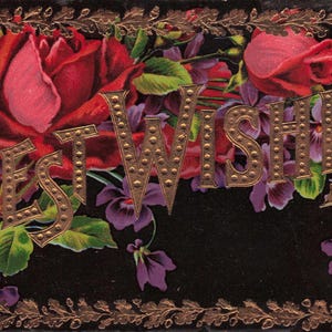Vintage "Best Wishes" Postkarte - Geprägte Schönheit mit Rosen und Veilchen
