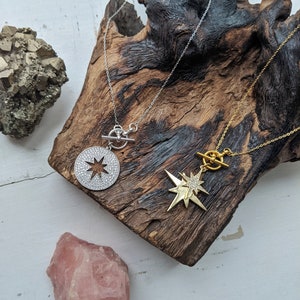 celestial // plated layering necklace, dainty chain, toggle clasp and star charm