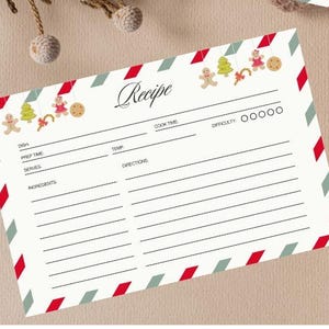 Cartão de receita de Natal 4X6 para impressão, cartão de receita de feriado, caixa de receitas para organização de cozinha, cartões faça você mesmo