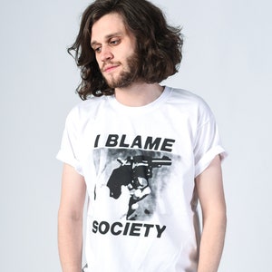 DOOM GENERATION/Totally Fucked Up 'I Blame Society' 90's White UNISEX Tee image 1