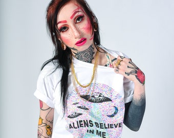 Aliens Believe in Me... White UNISEX Tee