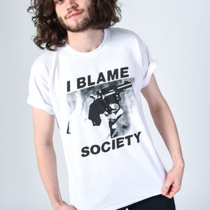 DOOM GENERATION/Totally Fucked Up 'I Blame Society' 90's White UNISEX Tee image 2