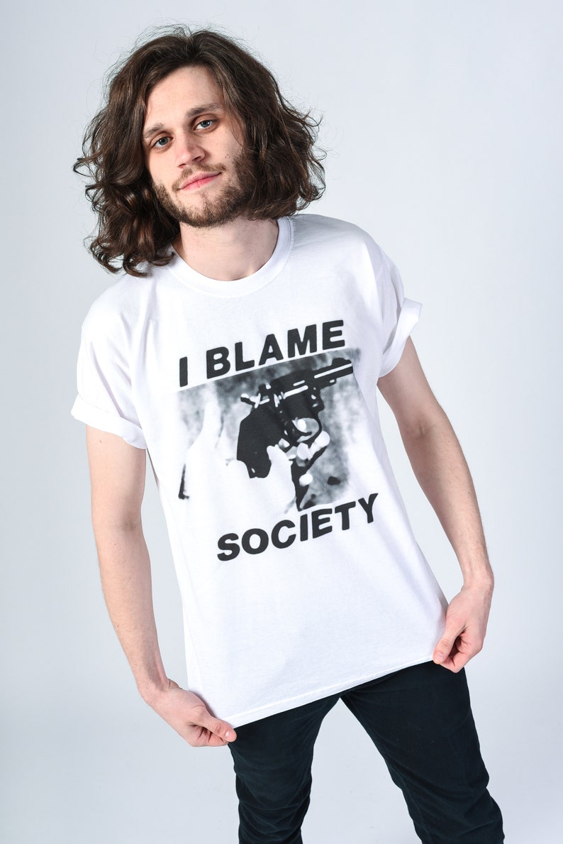 DOOM GENERATION/Totally Fucked Up 'I Blame Society' 90's White UNISEX Tee image 2