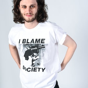 DOOM GENERATION/Totally Fucked Up 'I Blame Society' 90's White UNISEX Tee image 4