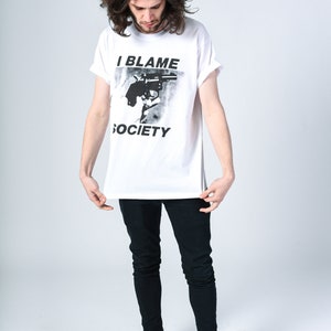 DOOM GENERATION/Totally Fucked Up 'I Blame Society' 90's White UNISEX Tee image 3