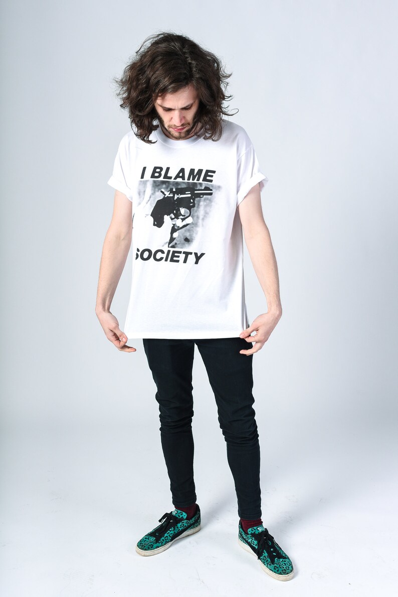 DOOM GENERATION/Totally Fucked Up 'I Blame Society' 90's White UNISEX Tee image 3