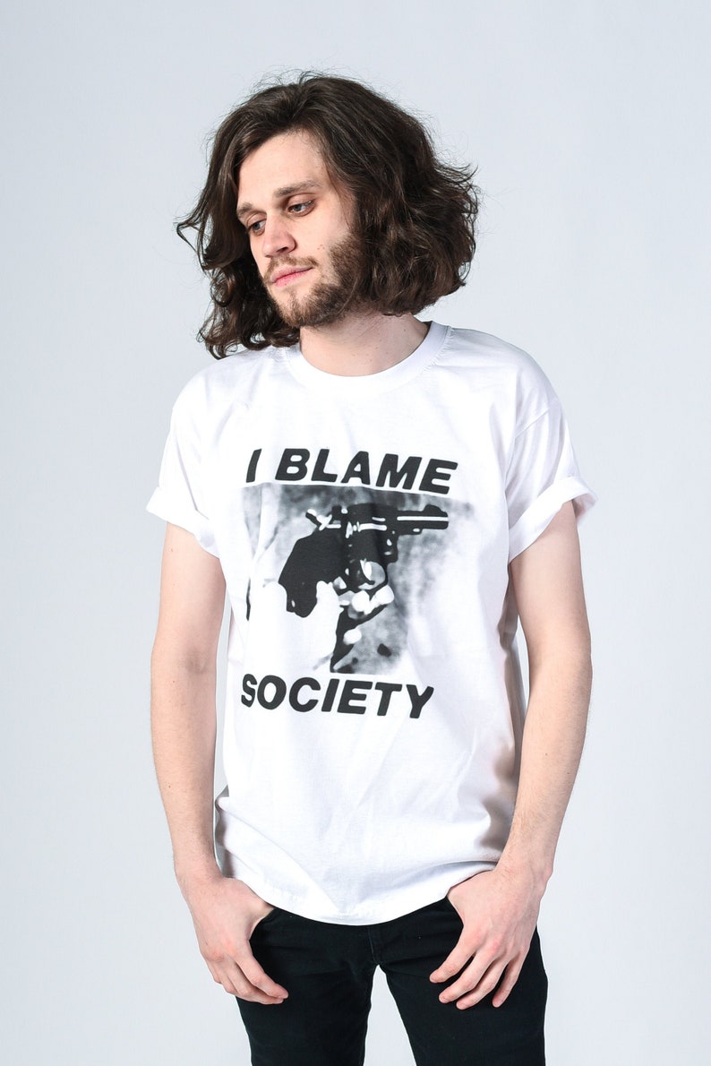DOOM GENERATION/Totally Fucked Up 'I Blame Society' 90's White UNISEX Tee image 1