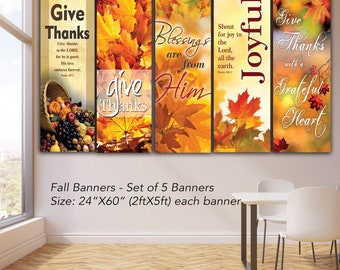 Fall Banners Give Thanks Joyful Blessings are from Him Give Thanks