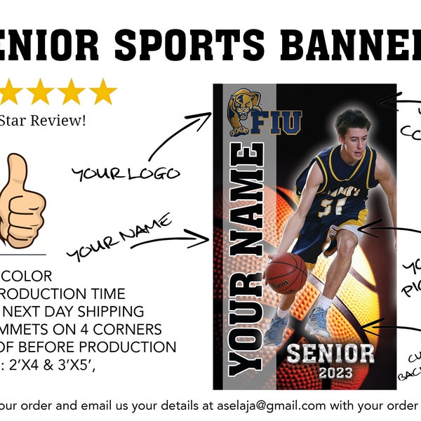 Senior Sports Banners, Senior Banners, School Banners, Vinyl Banner with free next day shipping