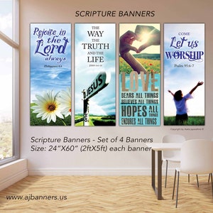 Scripture/ Sanctuary Banners - Set of 4 Banners, 24"X60" each banner