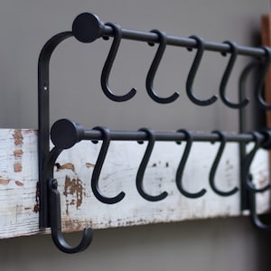 Wall Mount Pot Rack, Cast Iron Pot Rack, Pot and Pan Rack, Cast Iron Pan Rack, Kitchen Pot Rack, Hanging Kitchen Rack, Pot and Pan Storage image 2