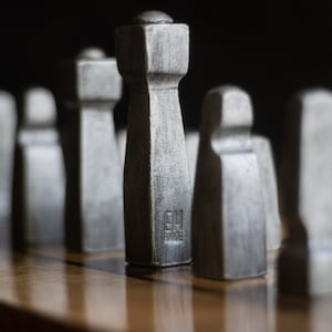 Steel Chess Set, Chess Set, Unique Chess Pieces, Modern Chess, Metal Chess Set, Rustic Chess Set, Industrial Chess Set, Minimalist Chess Set image 1