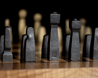 Steel Chess Set, Chess Set, Unique Chess Pieces, Modern Chess, Metal Chess Set, Rustic Chess Set, Industrial Chess Set, Minimalist Chess Set