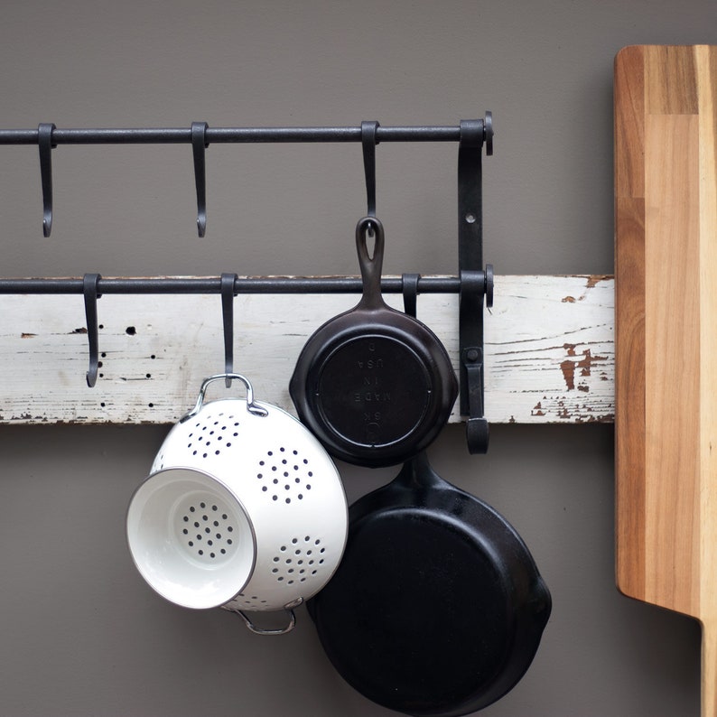 Wall Mount Pot Rack, Cast Iron Pot Rack, Pot and Pan Rack, Cast Iron Pan Rack, Kitchen Pot Rack, Hanging Kitchen Rack, Pot and Pan Storage image 4