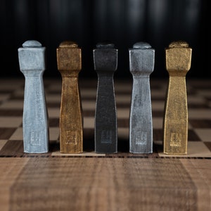 Steel Chess Set, Chess Set, Unique Chess Pieces, Modern Chess, Metal Chess Set, Rustic Chess Set, Industrial Chess Set, Minimalist Chess Set image 8