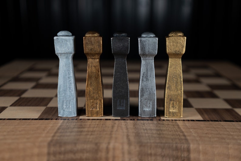 Steel Chess Set, Chess Set, Unique Chess Pieces, Modern Chess, Metal Chess Set, Rustic Chess Set, Industrial Chess Set, Minimalist Chess Set image 8