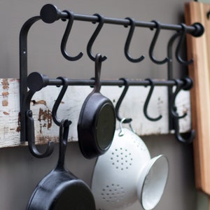 Wall Mount Pot Rack, Cast Iron Pot Rack, Pot and Pan Rack, Cast Iron Pan Rack, Kitchen Pot Rack, Hanging Kitchen Rack, Pot and Pan Storage image 6