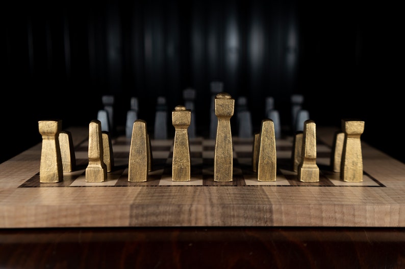 Steel Chess Set, Chess Set, Unique Chess Pieces, Modern Chess, Metal Chess Set, Rustic Chess Set, Industrial Chess Set, Minimalist Chess Set image 2