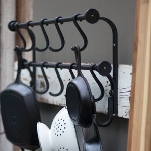 Wall Mount Pot Rack, Cast Iron Pot Rack, Pot and Pan Rack, Cast Iron Pan Rack, Kitchen Pot Rack, Hanging Kitchen Rack, Pot and Pan Storage image 5