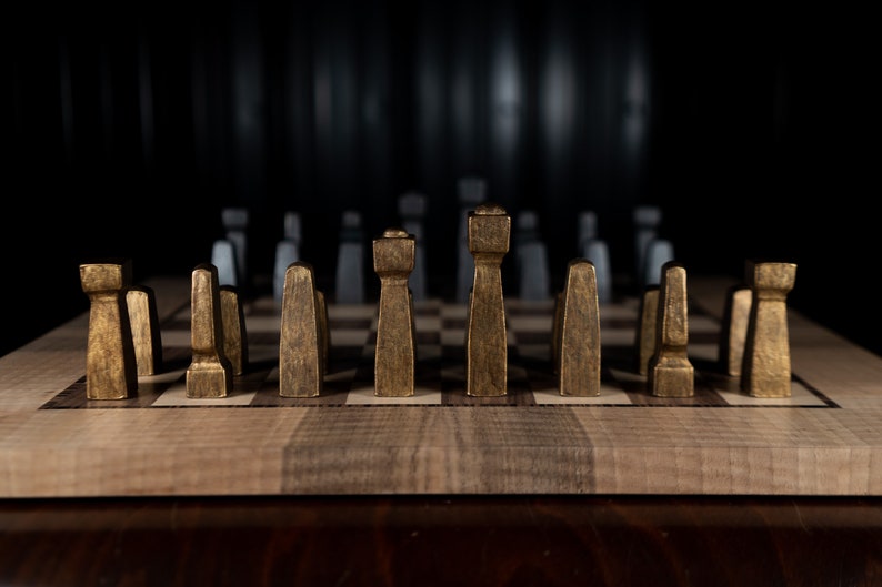 Steel Chess Set, Chess Set, Unique Chess Pieces, Modern Chess, Metal Chess Set, Rustic Chess Set, Industrial Chess Set, Minimalist Chess Set image 4