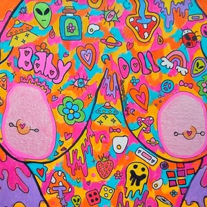 Psychedelic Trippy Hippie Nude Print Funky Home Decor Wall - Etsy