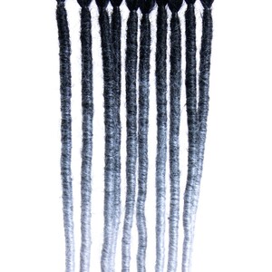 New Ombré Black to Grey Synthetic Faux Locs Crochet Extensions Single Ended 10 dreads Synth Natural Realistic 18 image 2