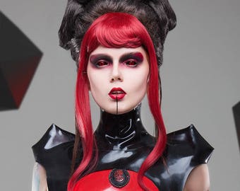 PennyWigs Clip-in Bangs Long Sides Black Blue Brown Red Hair Extensions Heat-resistant synthetic fiber Rockabilly Goth