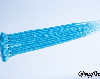 New! Sky Blue Faux Locs  Synthetic Crochet Extensions Single Ended (10 pieces) 18"