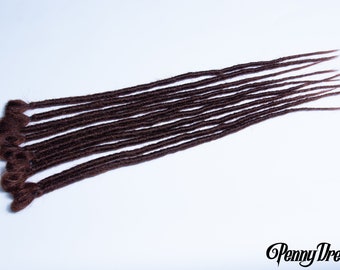 New!  #33 Brown Synthetic Faux Locs Crochet Extensions (10 pieces) Single ended 18" Long Realistic Natural