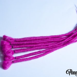 New!  Fuchsia Single Ended Synthetic Crochet Faux Loc Extensions (10 Pieces) 18" Long