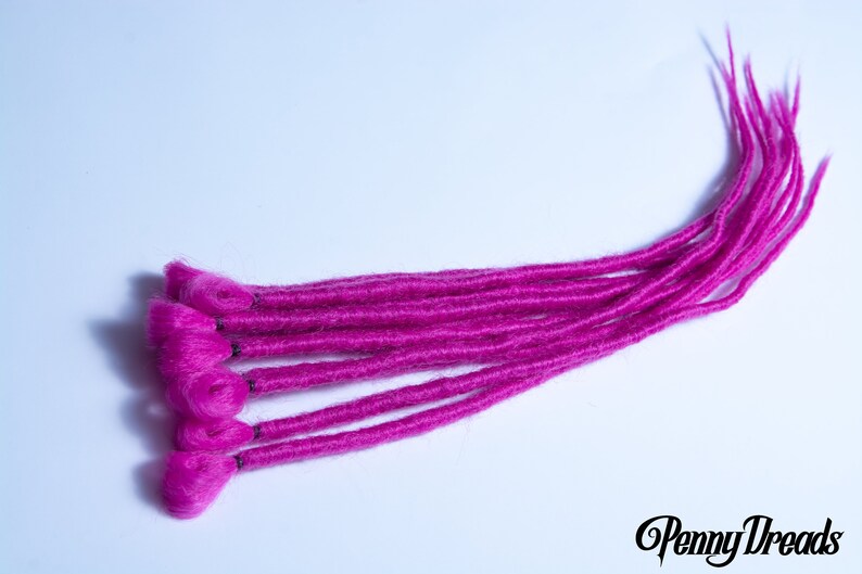 New Fuchsia Single Ended Synthetic Crochet Faux Loc Extensions 10 Pieces 18 Long image 1