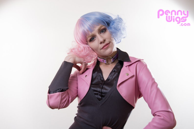 Miss Cotton Candy Pink/ Blue Split Color Full eat Resistant Pastel Fluffy Kawaii Fairy Kei Wig image 7