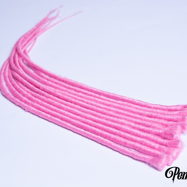 Penny Faux Locs Bubblegum Pink Synthetic Dreadlock Extensions Single Ended 10 dreads 20"