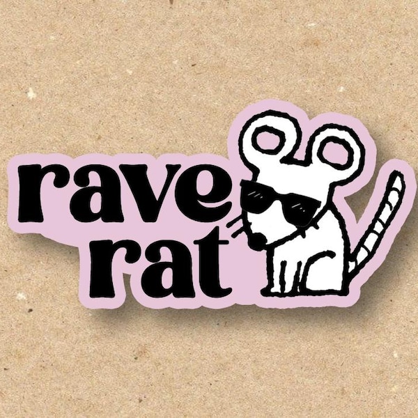 Pegatina Rave Rat Glitter: Calcomanía para coche de festival EDM