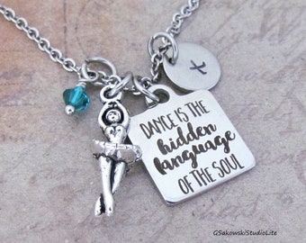 Dance is the hidden language of the soul dance jewelry gift for dancer quote necklace ballet teacher gift key chain key ring key fob