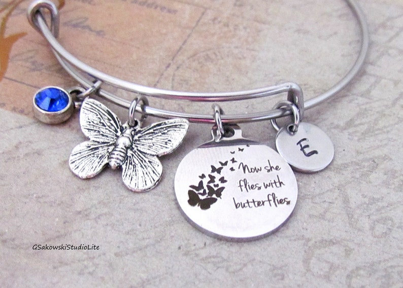 Now she flies with butterflies Butterfly Personalized Hand | Etsy