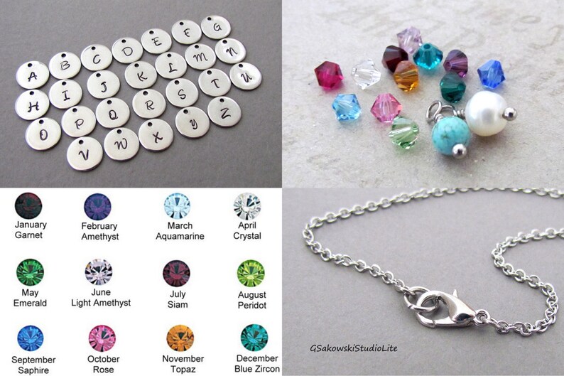 Crochet Charm Necklace Personalized Hand Stamped Initial Birthstone Born to Crochet I love to Crochet Necklace