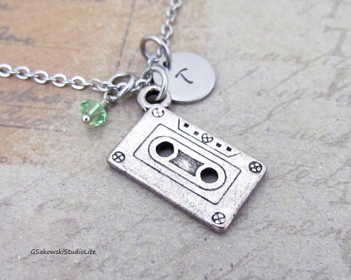 Cassette Tape Charm Necklace Personalized Hand Stamped Etsy